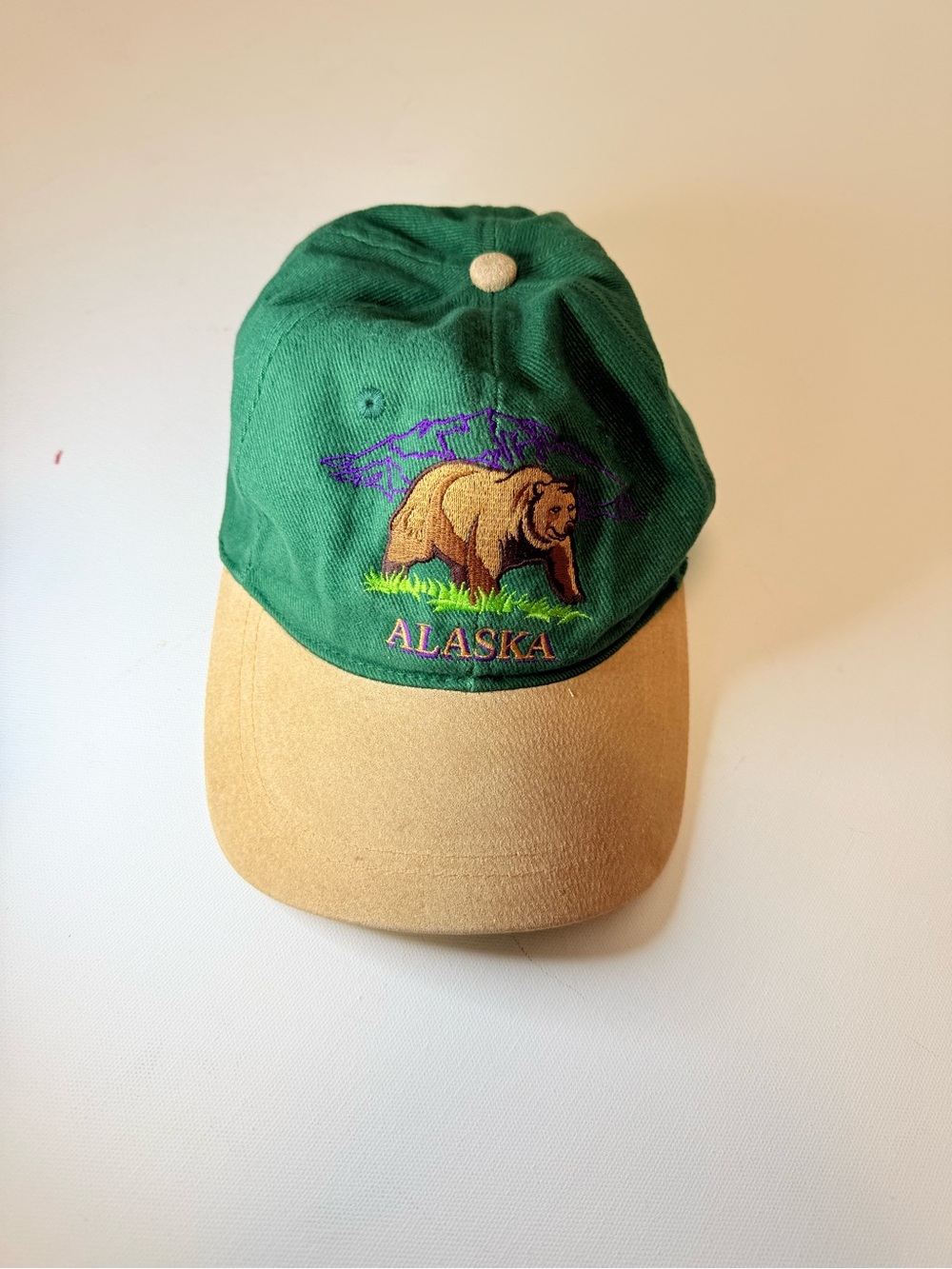 Vintage Alaska Kodiak Bear Hat | Arctic Circle Enterprises Green & Tan Cap